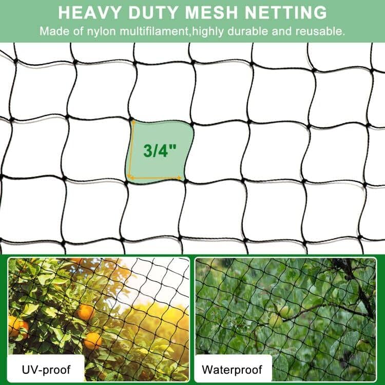 BSTPCOO 25'x25' Bird Netting for Chicken Coop, Nylon 3/4" Mesh Poultry Netting Chicken Net Roof Hawk, Aviary Net Deer Fence Pests Trellis Garden Nettings for Fruits Trees Plant - Image 3